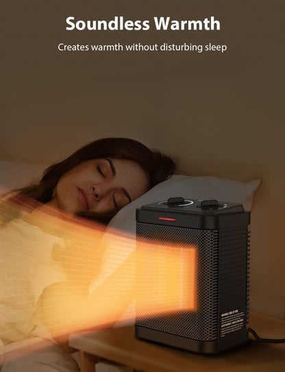 1500W Small Space Heater for Indoor Use, PTC Ceramic Space Heater with Thermostat, 3 Modes, Safety Quiet Heating, Multiple Protection, Portable Heater for Office Room Desk Use