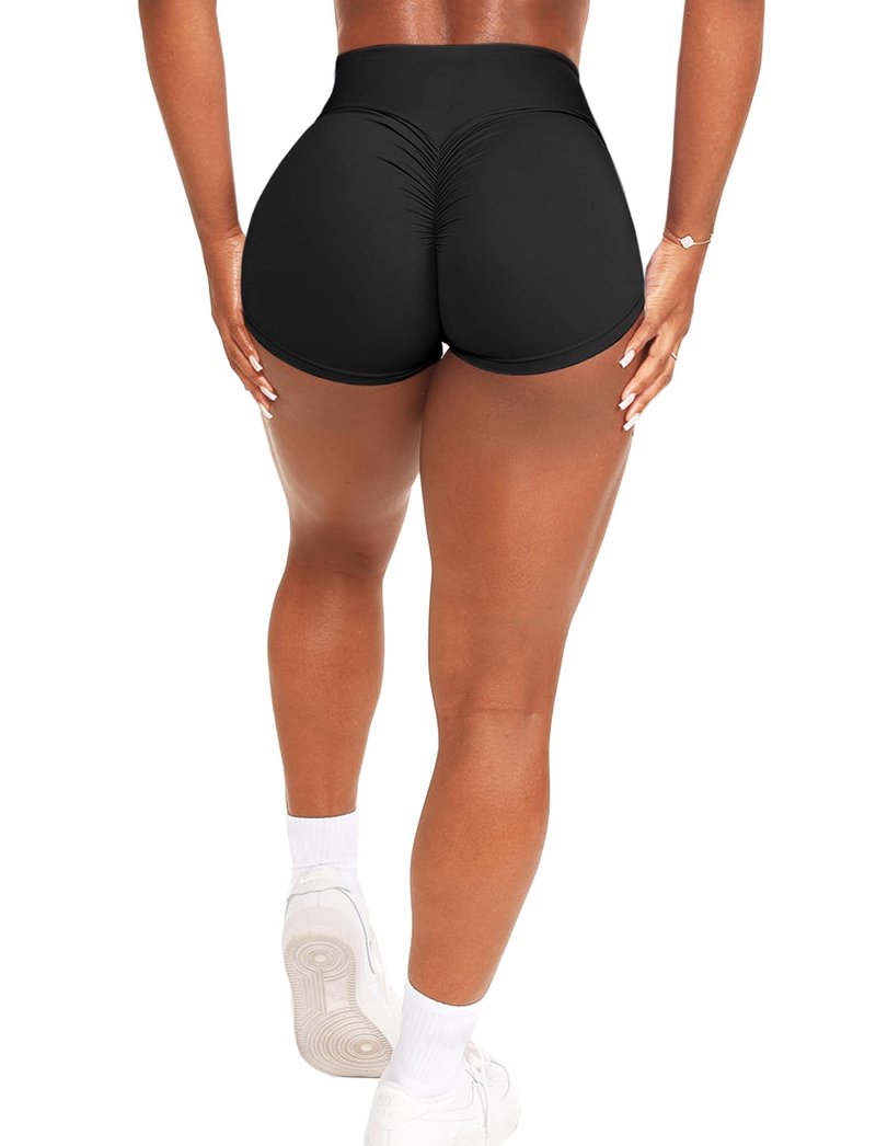 OZICERD Scrunch Butt Gym Shorts High Waisted Workout Biker Shorts Running Athletic Booty Shorts for Women Black L