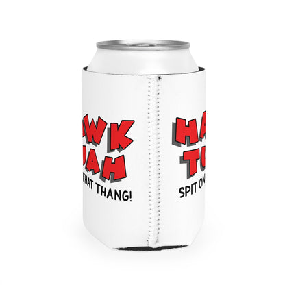 Hawk Tuah Spit on That Thang Funny Can Cooler - White with Red Text | Gag Gift, Christmas Stocking Stuffer, College Party, Halloween Drink Holder