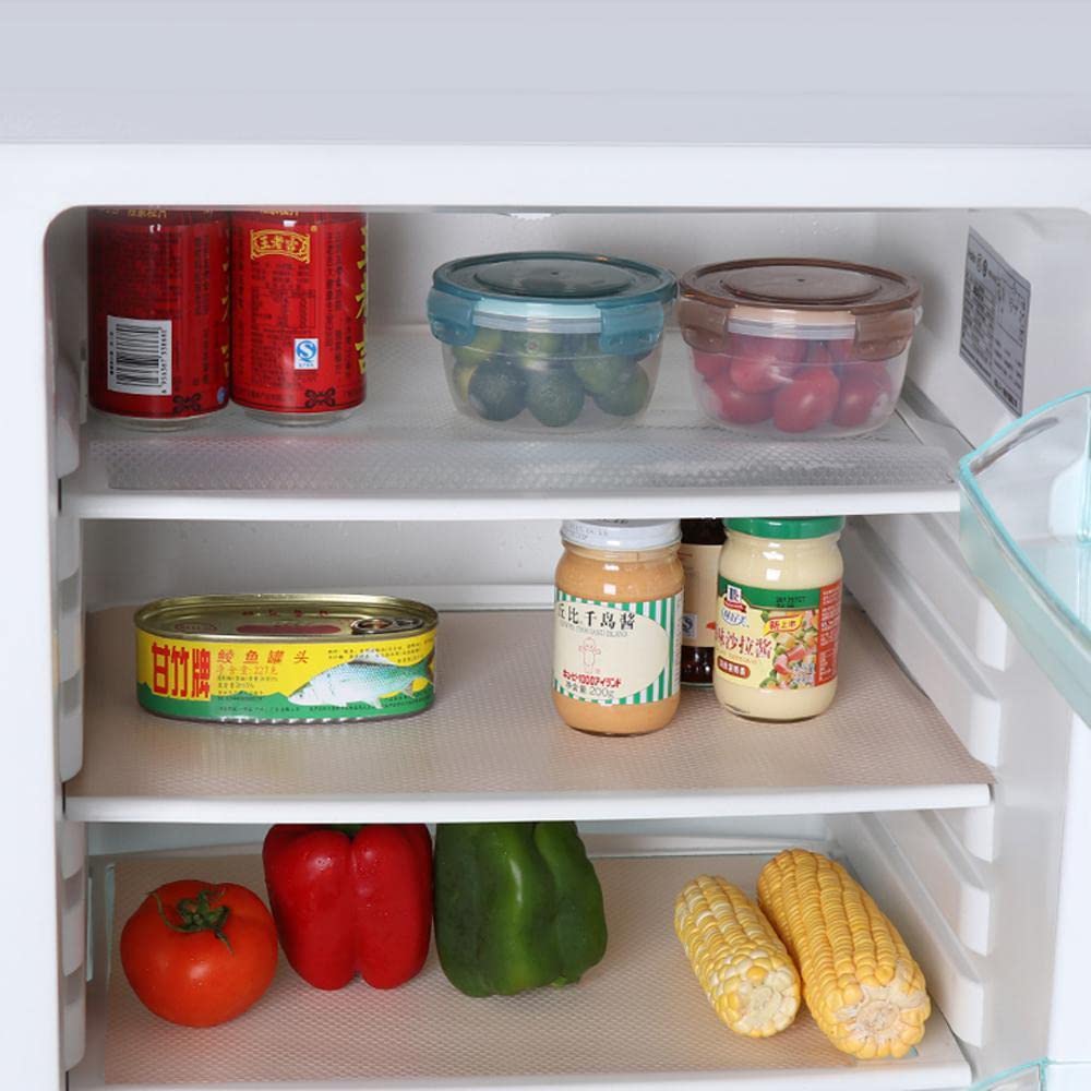 Bloss 8PCS Refrigerator Mats,Washable Fridge Liners and Mats New Home Must Haves Refrigerator Shelf Liners for Glass Shelves Kitchen Gadgets Accessories Refrigerator Organization-Grey