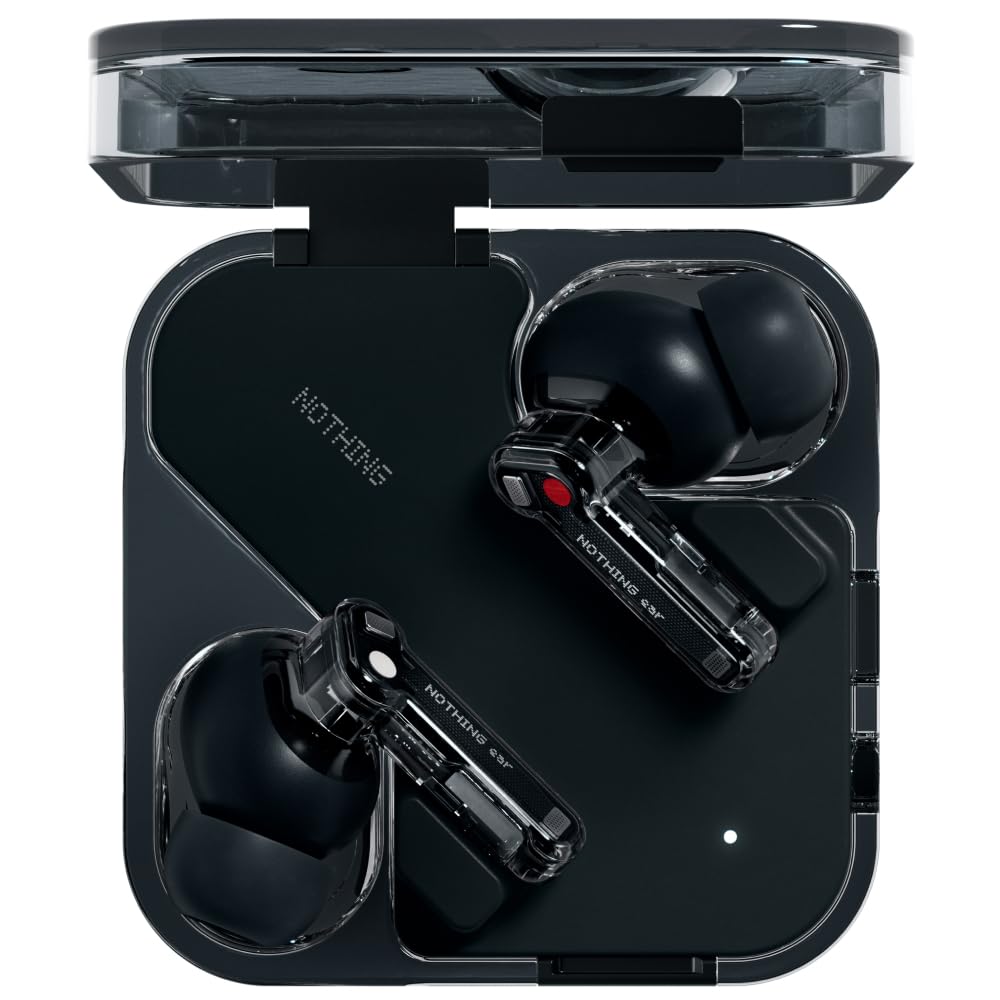 Nothing Ear wireless ear buds with Hi-Res Audio, Smart Active Noise Cancelling, Advanced equalizer and up to 40.5 hours of listening time - Black