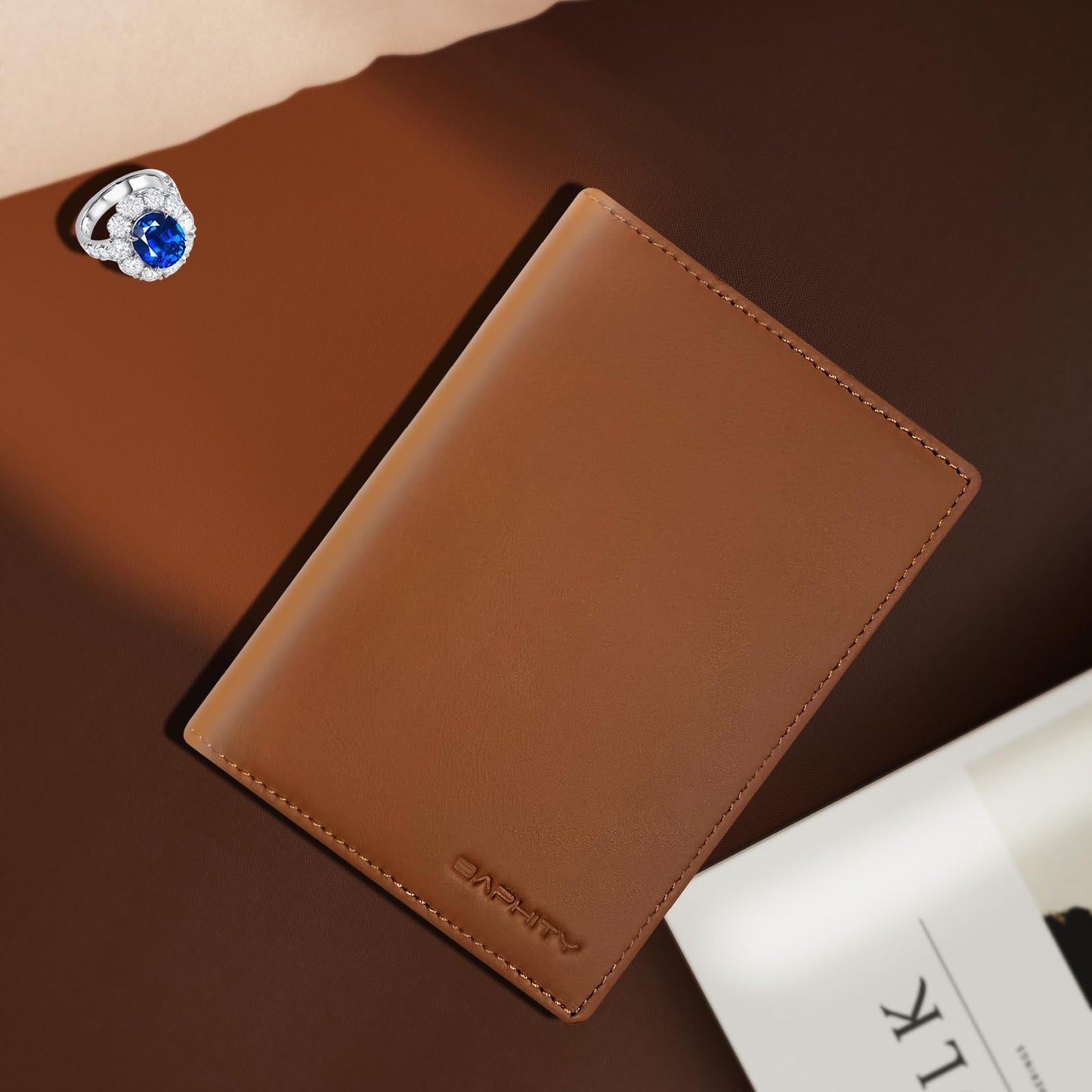 Genuine Leather Passport Holder Wallet Cover for Women and Men,Rfid Travel Wallet Passport Document Holder with Zipper Pocket Gift for Women and Men-Fathers Day Dad Gifts - Brown