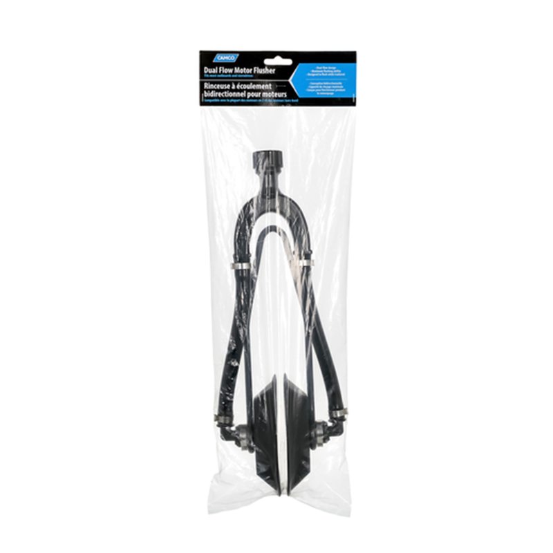 Camco Boat Dual Water Feed Motor Flusher - Boat Muffs Flush Contaminates Out of Your Boat Engine - Dual Input Design - Connects to Standard Water Hoses - Boat Accessories for Winterization (50141)