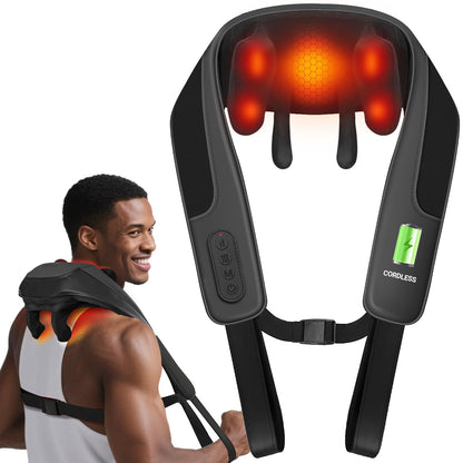 CooCoCo Upgraded Cordless Neck Massager - FSA Eligible, Back Massager for Pain Relief Deep Tissue,Shoulder Massager with Heat,6D Shiatsu Kneading,HSA Electric Rechargeable Massager,Gifts for Men Women