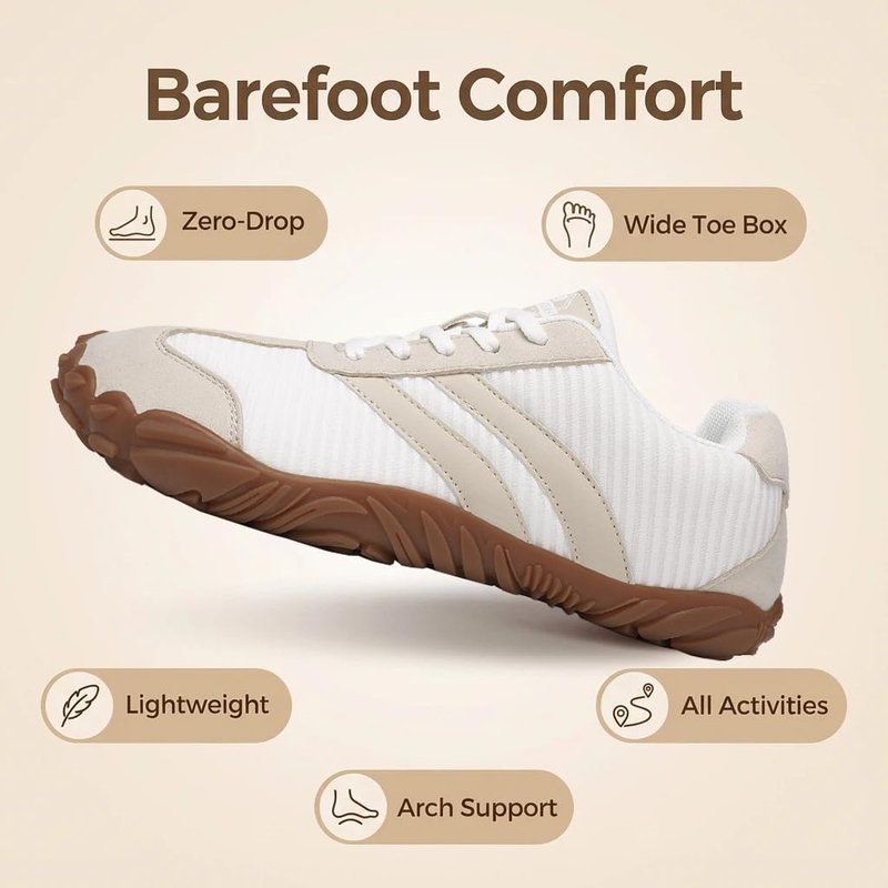 Barefoot Shoes Women,Wide Toe Box Sneakers Men, Zero Drop Minimalist Trail Running Shoe for Hiking and Walking, Non-Slip Lightweight Breathable Comfortable Fashion Casual Sneakers Unisex