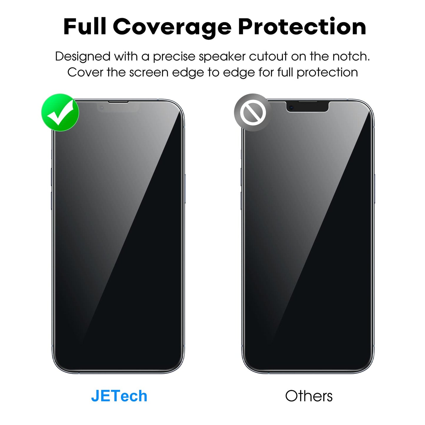 JETech Full Coverage Screen Protector for iPhone 16e 2025, iPhone 13/13 Pro 6.1-Inch, Tempered Glass Film with Easy Installation Tool, Case-Friendly, HD Clear, 3-Pack