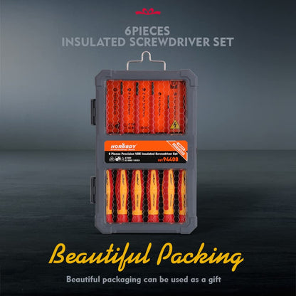 HORUSDY 1000V 6-Piece Mini Insulated Screwdriver Set, Magnetic Tip Mini Electrician Screwdriver Set Slotted(1.8mm,2.0mm2.5mm,3.0mm), Phillips: (PH00, PH0)