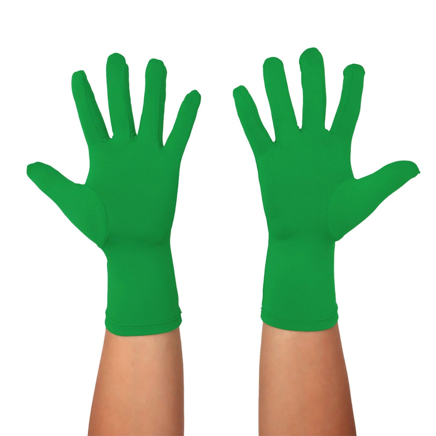 Aniler Men's and Women's Wrist Length Stretchy Gloves Spandex Wedding Party Banquet Costume Short Gloves (One Size, Black)