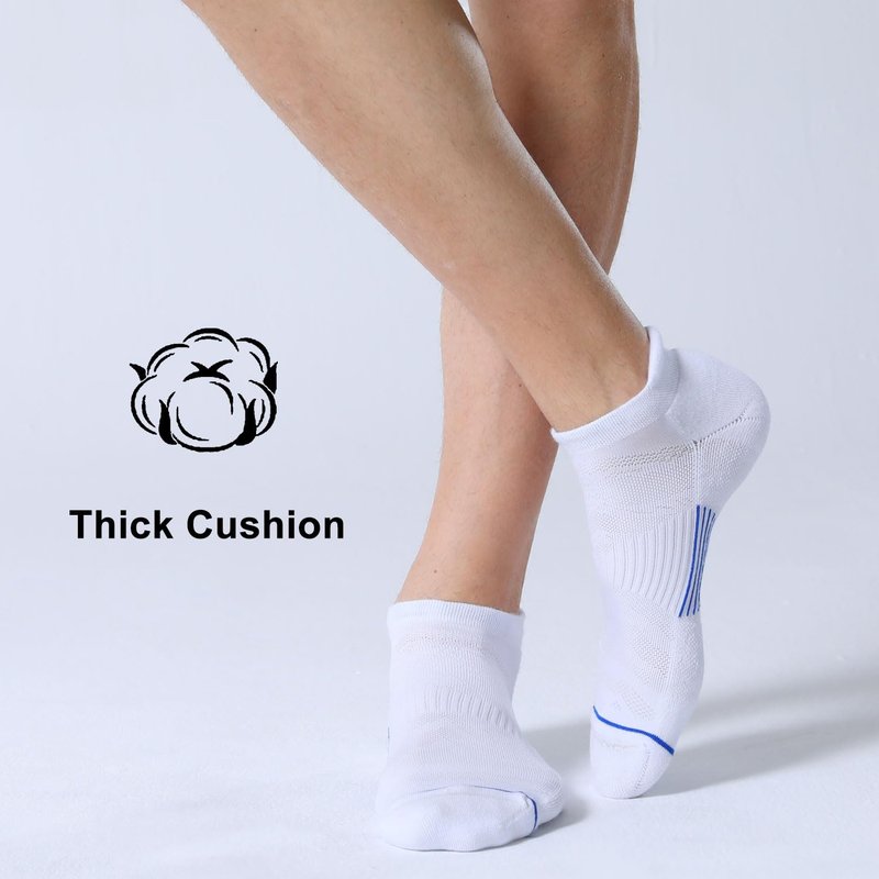 FITRELL 6 Pack Men's Ankle Running Socks Low Cut Cushioned No Show Compression Athletic Sports Gift for Men, Shoe Size 9-12, White+Blue