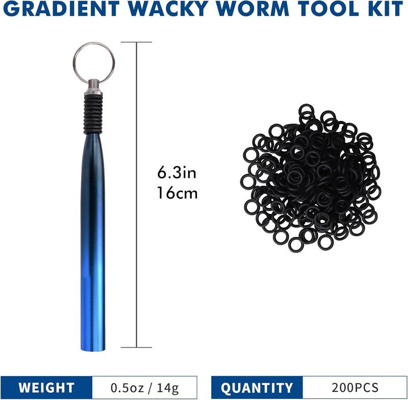 Truscend Gradient Fishing Wacky Rig Tool - 210 Silicone O-Rings for 3"-7" Worm Lures | Easy Installation & Protection