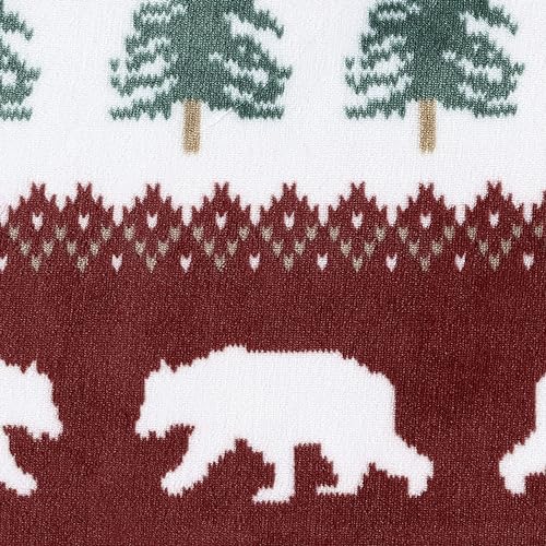 Eddie Bauer - Throw Blanket, Ultra-Soft Plush Blanket with Faux Shearling Popcorn Fleece Reverse, Oversized Bedding for Couch or Bed (Grizzly Peak Red, 50" x 60")