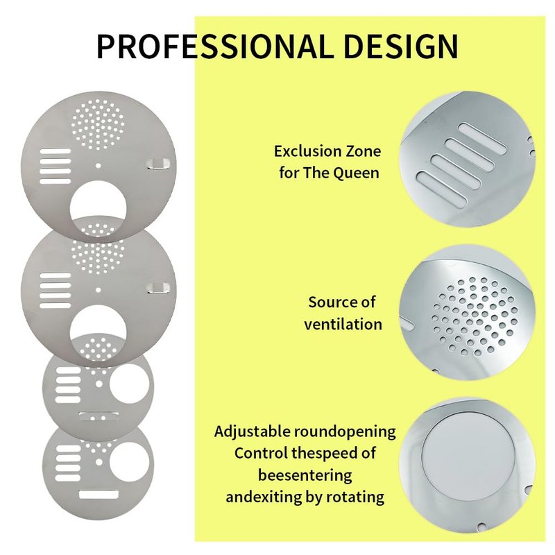 Acoeitl 4Pcs Bee Hive Entrance Disc 4.92In and 2.64In Diameter 2 size Stainless Steel Entrance Gates Beekeeping Tool Equipment Nuc Box Entrance Reducer Round Beehive Nest Door for Swarm Trap Hive Trap
