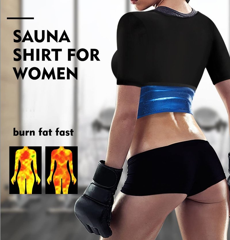 DYUAI Sauna Shirt for Women Sauna Suit for Women Waist Trainer Sauna Sweat Vest Workout Body Shaper Zipper(6005-01-XXXL)