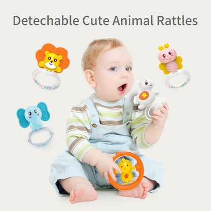 Eners Baby Crib Mobile with Music and Lights, Mobile for Crib with Remote Control, Rotation, Moon and Star Projection, Baby Crib Toys for Boys Girls (Biue)