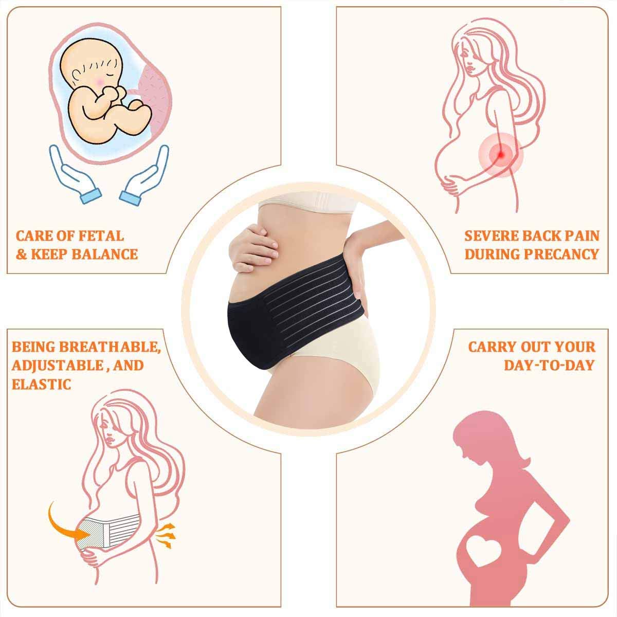 AIWITHPM Maternity Belt Pregnancy Support Belt Belly Band Relieve Lower Back, Pelvic, and Hip Pressure (Breathable/Adjustable)