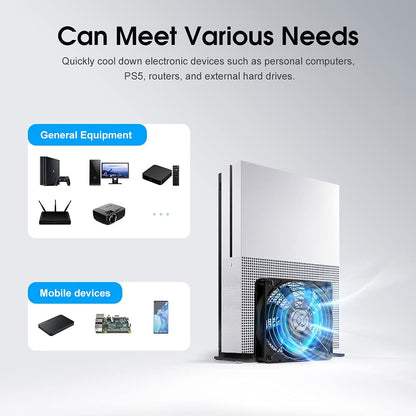 ELUTENG 120mm USB PC Fan 5V with L/M/H 3 Adjustable Speed Portable USB Computer Fan Electronic Cooling Fan 1500 RPM with Metal Grill for Laptop/TV Box/AV Cabinet/PS4/PS5/Router