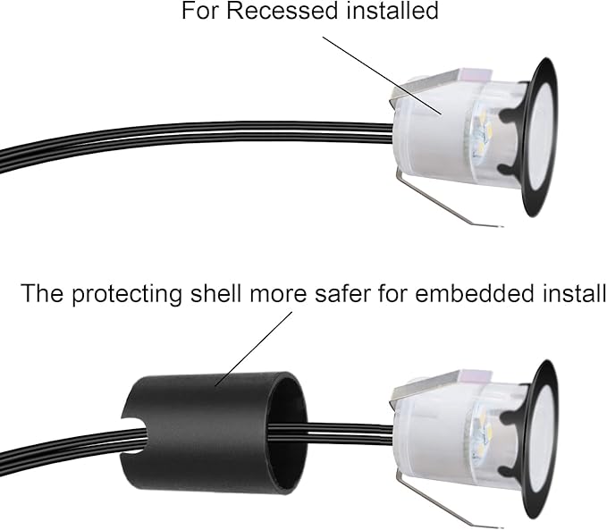 LED Recessed Deck Light Kits with Protecting Shell,Outdoor Landscape Lighting IP67 Waterproof,DC 12V Low Voltage Cool White for Garden,Yard,Stair,Patio Decoration In Ground(30pcs,Black Border)
