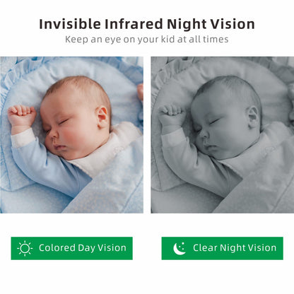 Babystar Baby Monitor with Camera and Night Vision,Wireless Video Baby Monitor with Rechargeable Battery,Two-Way Talk,2.4inch HD Screen,Feeding Reminder,4 Lullabies