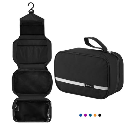 homchen Hanging Travel Toiletry Bag, Waterproof Folding Portable Cosmetic Wash Bag for Men and Women (M, Black02)