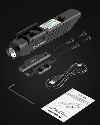 TOUGHSOUL Tactical Flashlight 1450 Lumen Picatinny Rail MLOK Mounted with Momentary Strobe Function Rifle Flashlight (Picatinny+Mlok)
