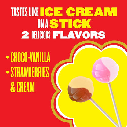 Chupa Chups Cremosa Lollipop Assortment, 2 Ice Cream Flavors, Individually Wrapped Candy for Kids, 16.9 Oz Bag (40 Suckers)