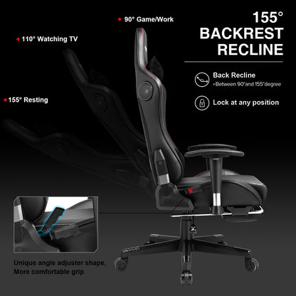 GTRACING Gaming Chair with Footrest Speakers Video Game Chair Bluetooth Music Heavy Duty Ergonomic Computer Office Desk Chair