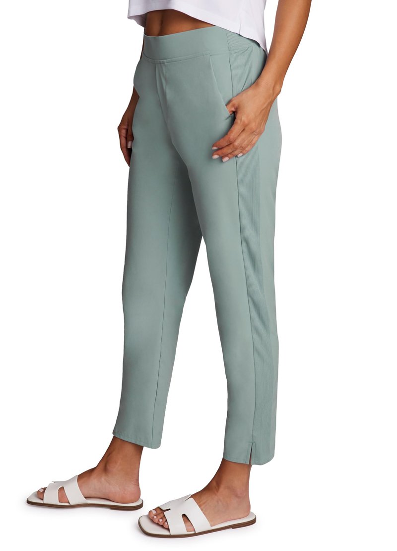 RBX Women's Ankle Pant, Quick Drying Lightweight Stretch Woven Straight Leg Pants with Pockets Ribbed Side Sea Mist L