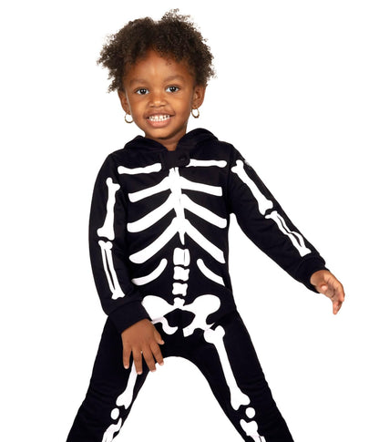 Tipsy Elves Kids Skeleton Halloween Costume Jumpsuit for Babies and Toddlers - Unisex Sizing - Spooky White Skeleton Halloween Costume For Boys and Girls Size 3T