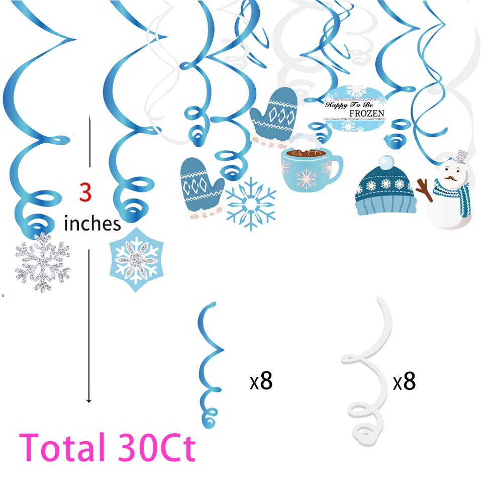 Christmas Snowman,Snowflake,Winter,Snow Hanging Swirl Decorations for Festival,Party,Together,Celling,Classroom,Home,Office,Bedroom(30Ct)