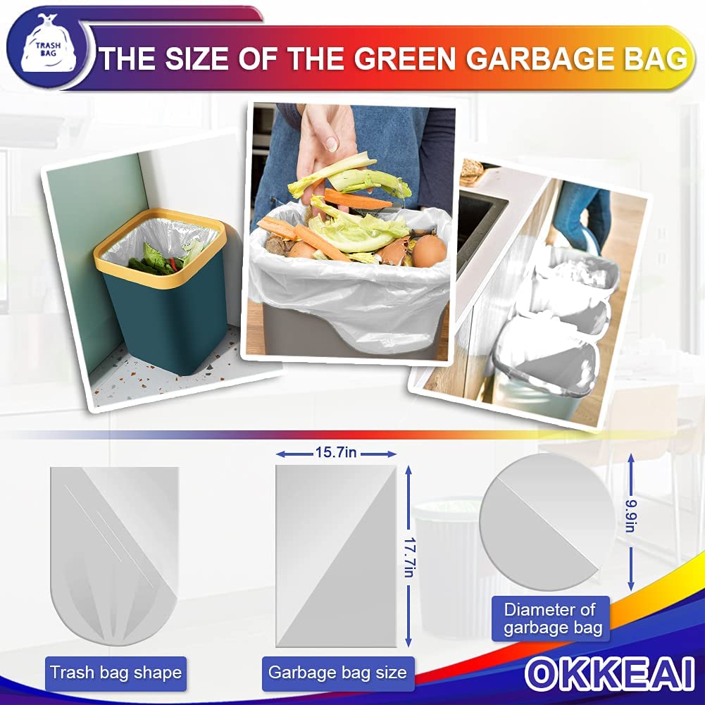 OKKEAI Small Pedal Bin Liners Bathroom Bin Bags White Garbage Bags 8l Rubbish Bags Plastic Waste Bags Clear Trash Bags for Toilet,Office Fit 6L,7L,8L,9L,10L Caddy Bags