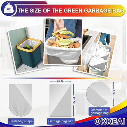 OKKEAI Small Pedal Bin Liners Bathroom Bin Bags White Garbage Bags 8l Rubbish Bags Plastic Waste Bags Clear Trash Bags for Toilet,Office Fit 6L,7L,8L,9L,10L Caddy Bags