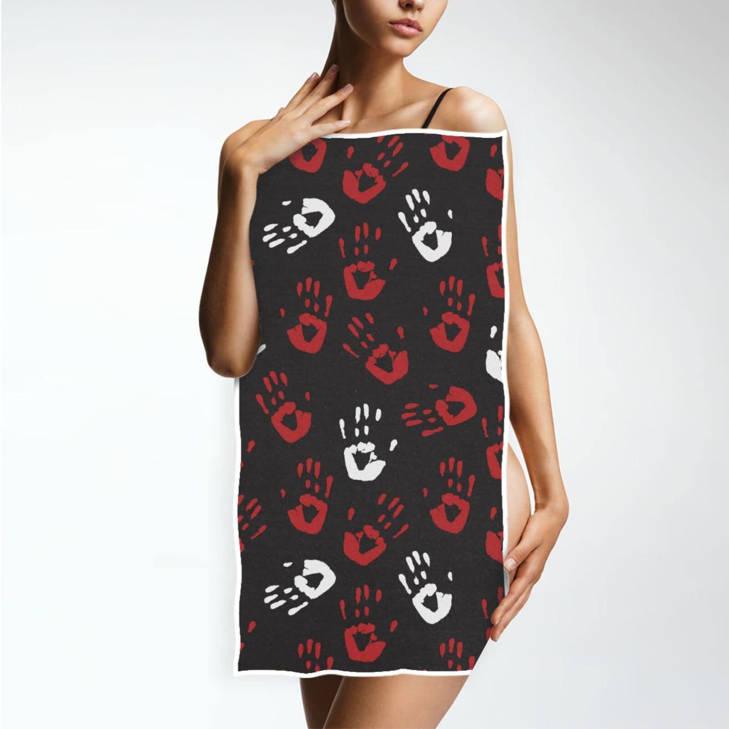 Pfrewn Halloween Red Bloody Hands Towels Hand Bathroom Towels 16x30 in Black Scary Bloody Zombie Hand Soft Absorbent Small Bath Towel Kitchen Dish Guest Towel Fall Autumn Halloween Day Decor Gifts