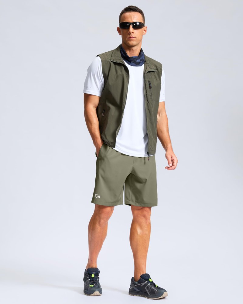 G Gradual Men's Athletic Running Shorts with Zipper Pockets Quick Dry 7"/ 5"/ 9" Workout Gym Shorts for Basketball Hiking(Sage Green,9XXXL)