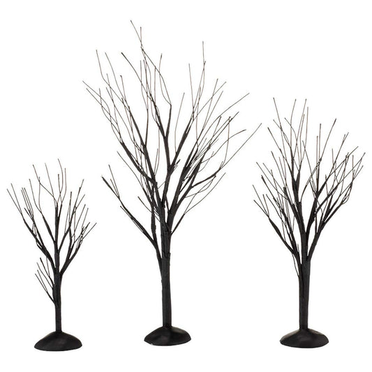 Department 56 Halloween Accessories for Village Collections Bare Branch Trees Figurine Set, Multiple Sizes, Black