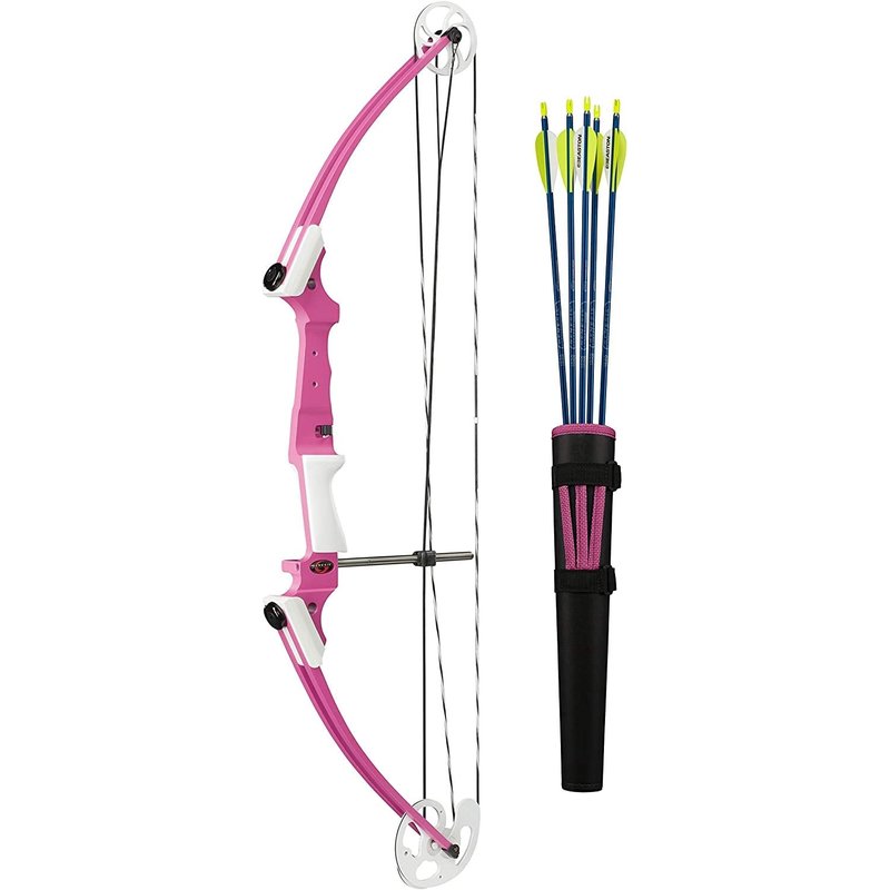 Genesis Original Compound Bow & Arrow Kit- Adjustable Riser, 15"-30" Draw Length, 10-20 lb Draw Weight, All Skill Levels, Draw Hand - Right, Pink