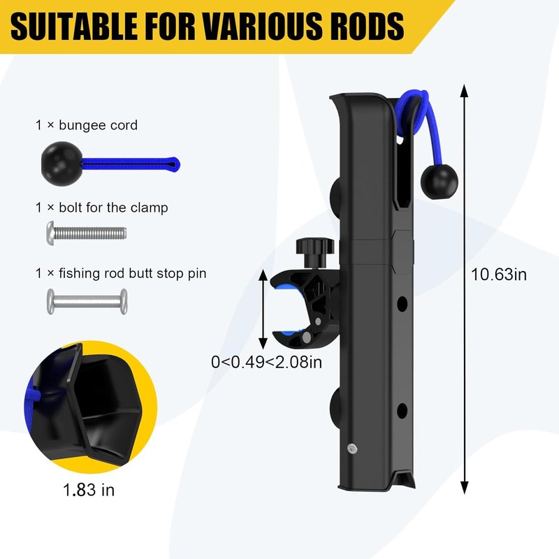 Bike Fishing Rod Holder - Hand-Release Clamp for Round Tubes | Compatible with Bicycles, Boats, Carts, ATVs