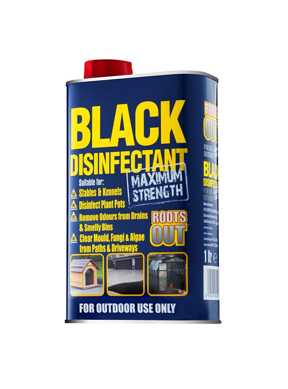 Roots Out Black DisinfectantCleans Smelly drains Stables and Chicken coups. Removes Moss and Algae from driveways 1 Litre, 1 L (Pack of 1)