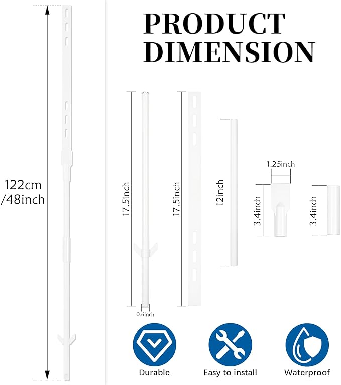 48 inches Yard Sign Stakes, 2 Pcs Metal Stakes, White Coating Yard Sign Holder, Rustproof Traffic Signs Posts, for Outdoor Lawn Garden Parking Garage, Fits 10x14 Inch Signs (not Included)
