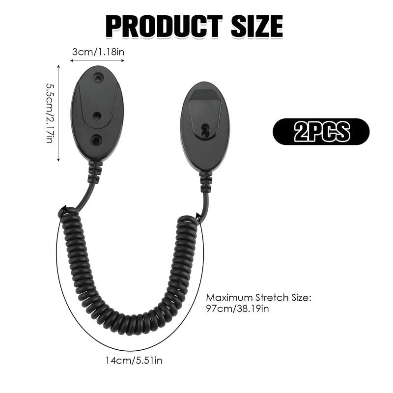 Magnetic Remote Leash Control Holder with Security Cable, Retractable Tidy Anti-lost Rope Organizer Easy Installation Stable Suitable for Projector TV Fan and Air Conditioner Remotes (2Pcs Black, S)