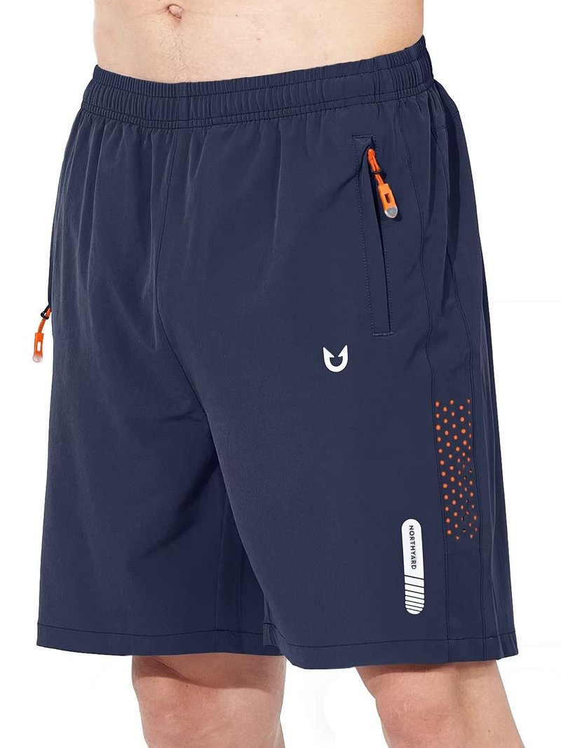 NORTHYARD Men's Athletic Running Shorts Gym Workout 7"/9"/5" Quick Dry Lightweight Sports Basketball Tennis 3 Zipper Pockets Navy 2XL