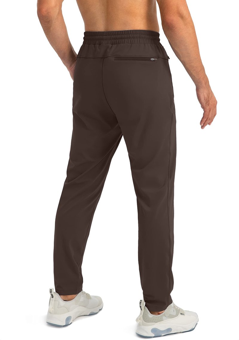G Gradual Men's Sweatpants with Zipper Pockets Tapered Joggers for Men Athletic Pants for Workout, Jogging, Running (Brown, X-Large)