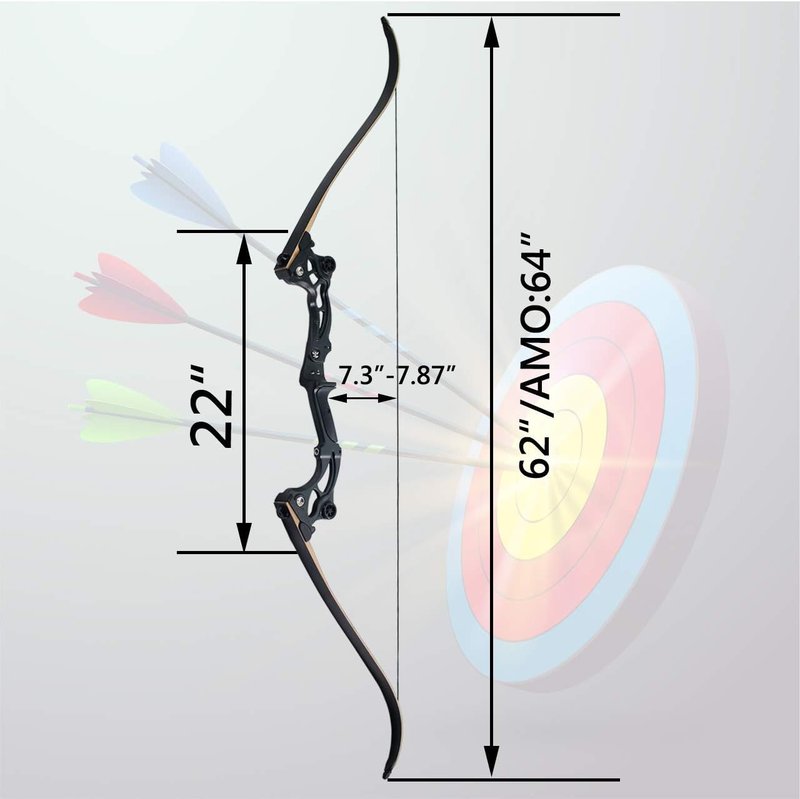 SinoArt 64” Takedown Recurve Bow - Metal Riser, 30-60Lbs, Right-Handed for Archery Hunting