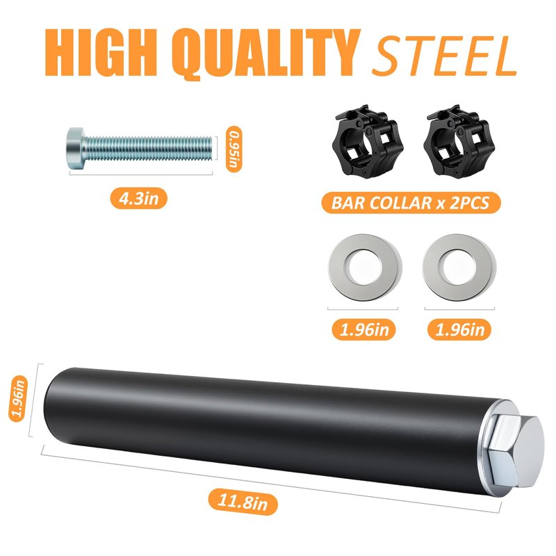 CAELUM Weight Plate Holder Power Rack Attachment, 2 Inch Olympic Plate Storage Pegs for Squat Rack, 11.8" Steel Weight Plate Storage Pins with Bar Collars, Fits 2"x2", 2"x3", 3"x3" Power Cages with 1" Holes, for Home Gym, Garage Gym, Strength Training