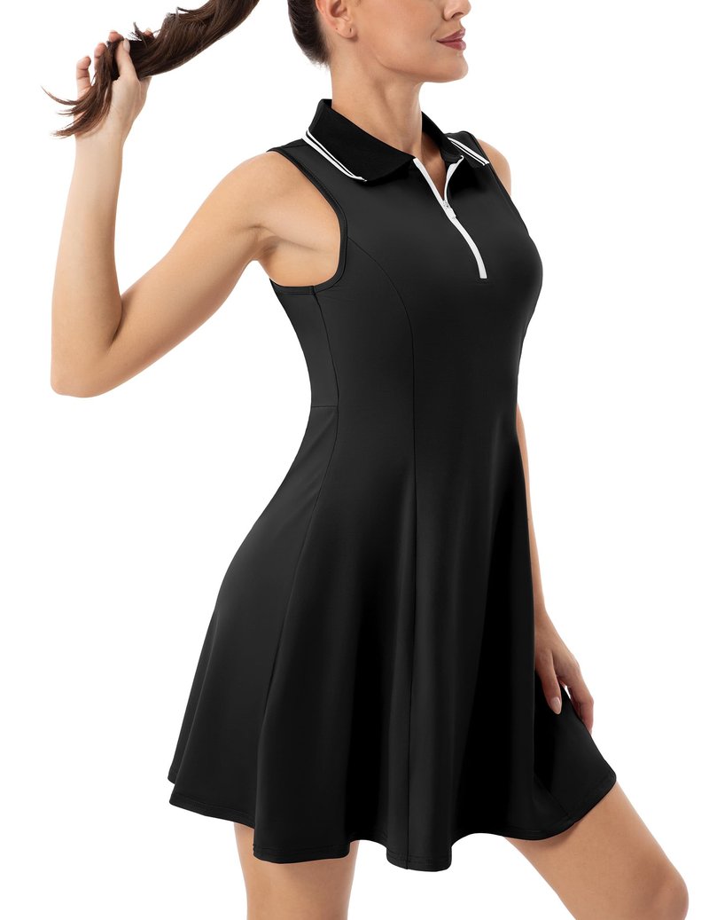 FKEEP Womens Soft Tennis Dress, 01 Black, Large US