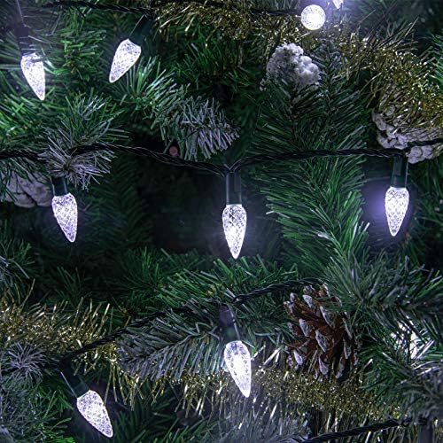 AWQ 500LED 173.8 FT C6 Christmas String Lights Plug in Fairy Twinkle String Lights 8 Modes Timer Function Waterproof Extendable for Indoor Outdoor Wedding Party Christmas Decoration (500, White)