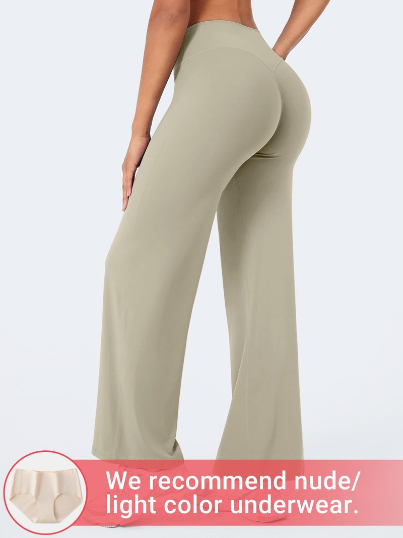 YEOREO Workout Leggings Womens No Front Seam Straight Leggings 29" High Waist Buttery Eddiy Gym Yoga Pants Light Sand M