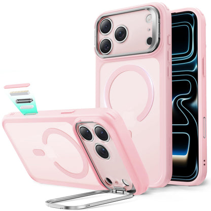 ESR Silicone Case for iPhone 17, Built-in Camera Stash Stand Compatible with MagSafe, Military-Grade Drop Protection Magnetic Phone Case for iPhone 17, Cloud Series, Rosy Pink