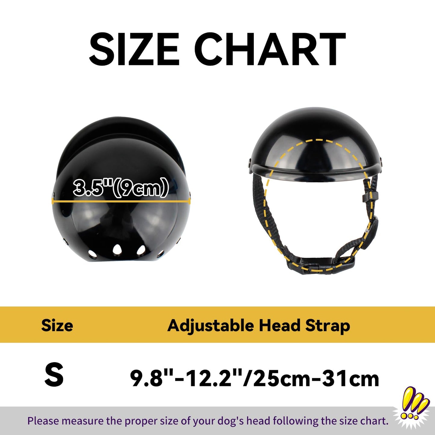 Enjoying Dog Helmet for Small Dogs, Motorcycle Dog Helmets Chihuahua Helmet, Outdoor Bike Doggie Helmets Cat Hat XS to Small Breed, Outdoor Puppy Cap, Adjustable, Black S