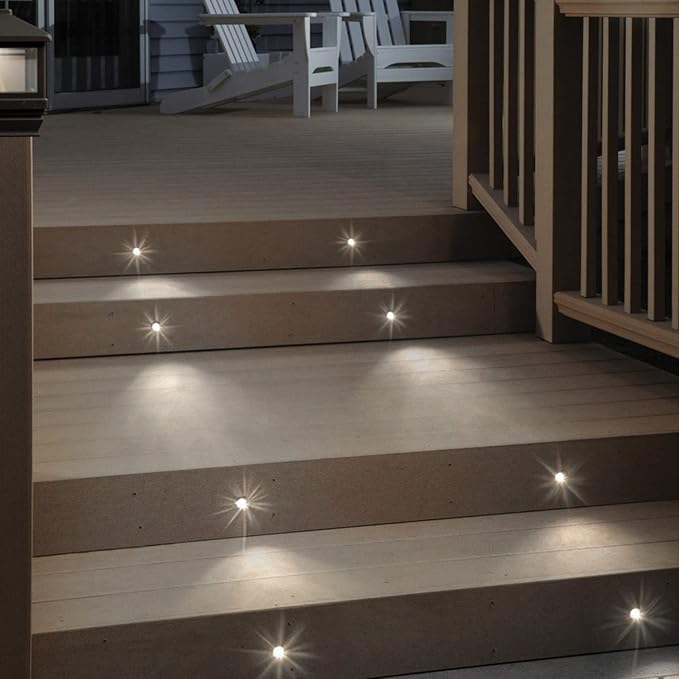 Deck Lights Outdoor Waterproof Low Voltage Lighting Kit Stainless Steel 1W Outdoor Yard Garden Decoration Lamps Landscape Pathway Patio Step Stairs Black Border(20pcs,Cool White)