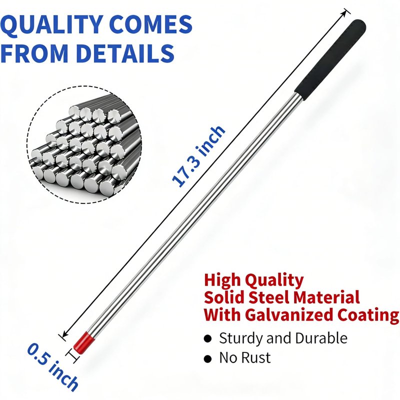 GarageSpringF2C Garage Door Winding Bars, 2-Pack 17.3-Inch Torsion Spring Tool with Non-Slip Handles, Solid Steel Winding Rods for Adjustment and Replacement